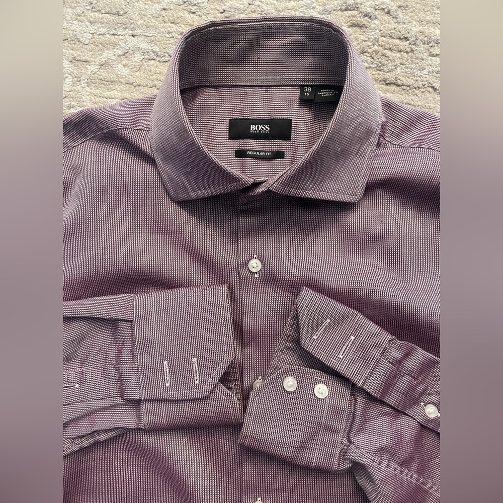 Hugo Boss - All cotton purple dress shirt Size 38 (15”neck) Regular fit